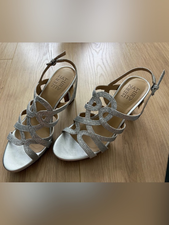 Naturalizer Shoes - Naturalizer Silver Glitter Strappy Heels